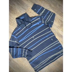 London Grind Stripe Splatter Graffiti Design Sweatshirt Pockets Medium Blue